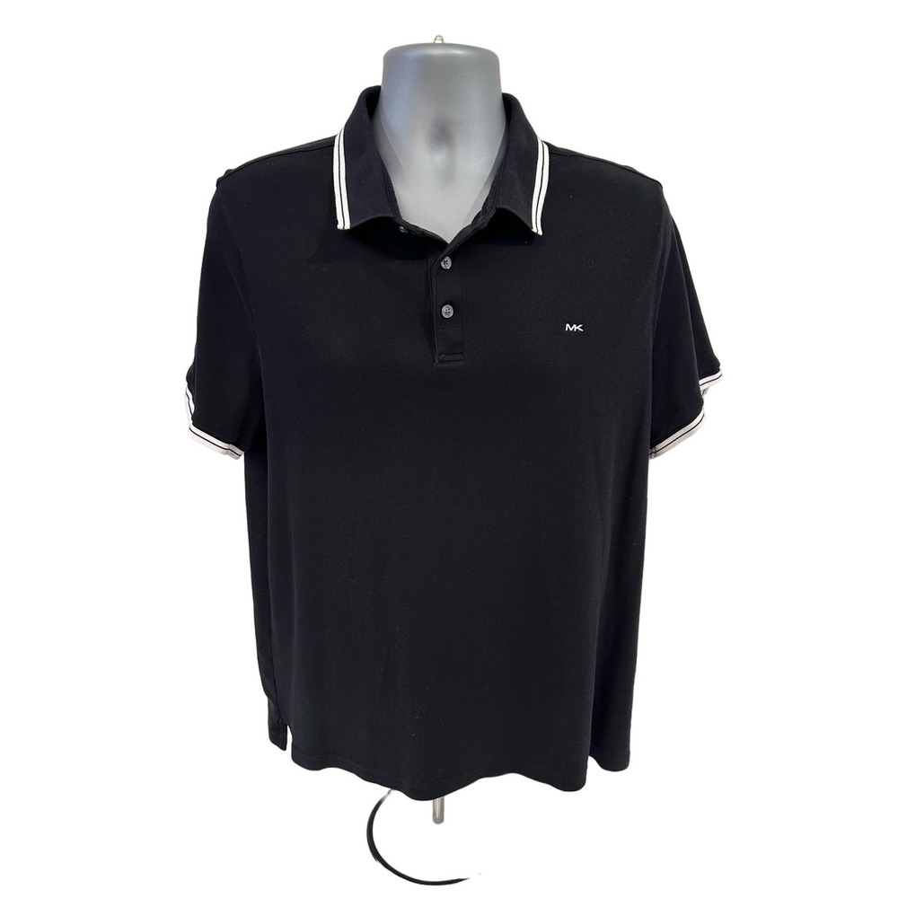 Michael Kors Black White Short Sleeve Polo Shirt-L